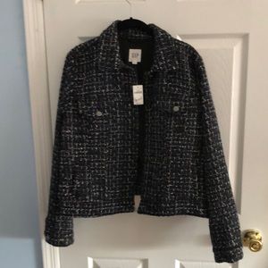 GAP tweed jean jacket, size L, never worn!